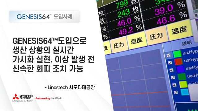 GENESIS64도입으로 생산 상황의 실시간 가시화 실현, 이상 발생 전 신속한 회피 조치 가능